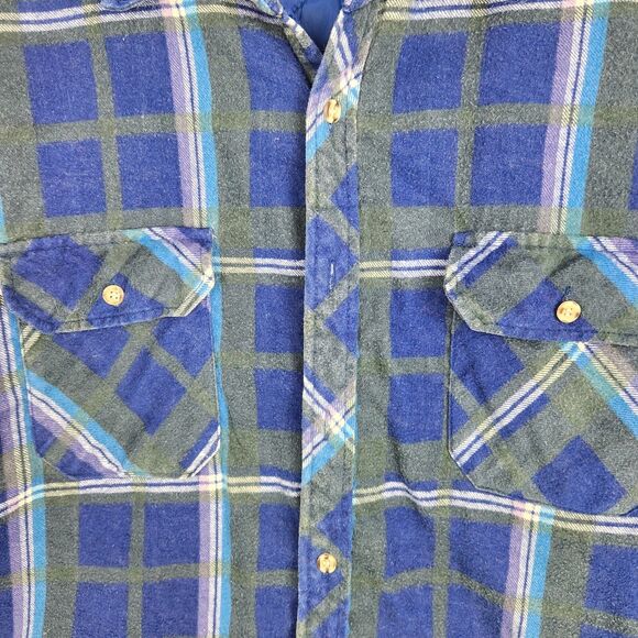 Christopher Hart Shirt Mens 2XL Blue Plaid Ranch Barn Lined Shacket Jacket - Picture 10 of 14